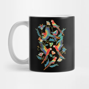 Gold Enamel Red Macaws Mug